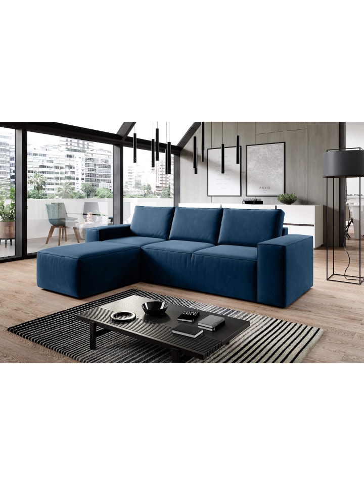 Rush Recamiere Links in Marineblau -  (L) 302 x (B) 302 x (H) 95 cm