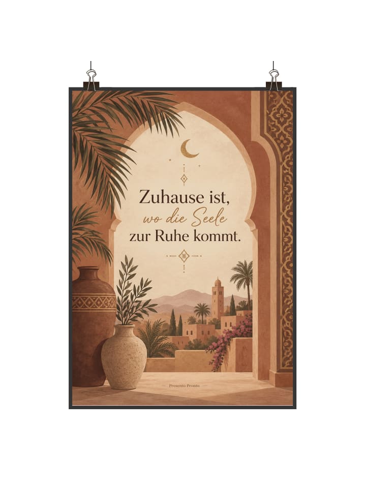 Kunstdruck Tor luxuriös Design mit Spruch in Weiß