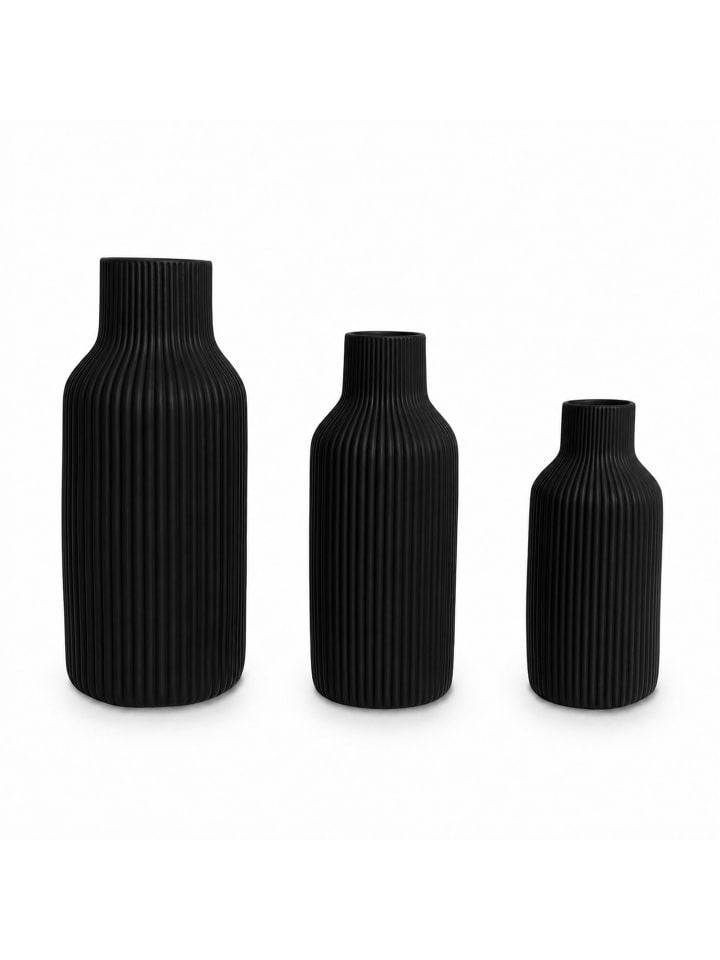 3-tlg. Vasen Set in Schwarz