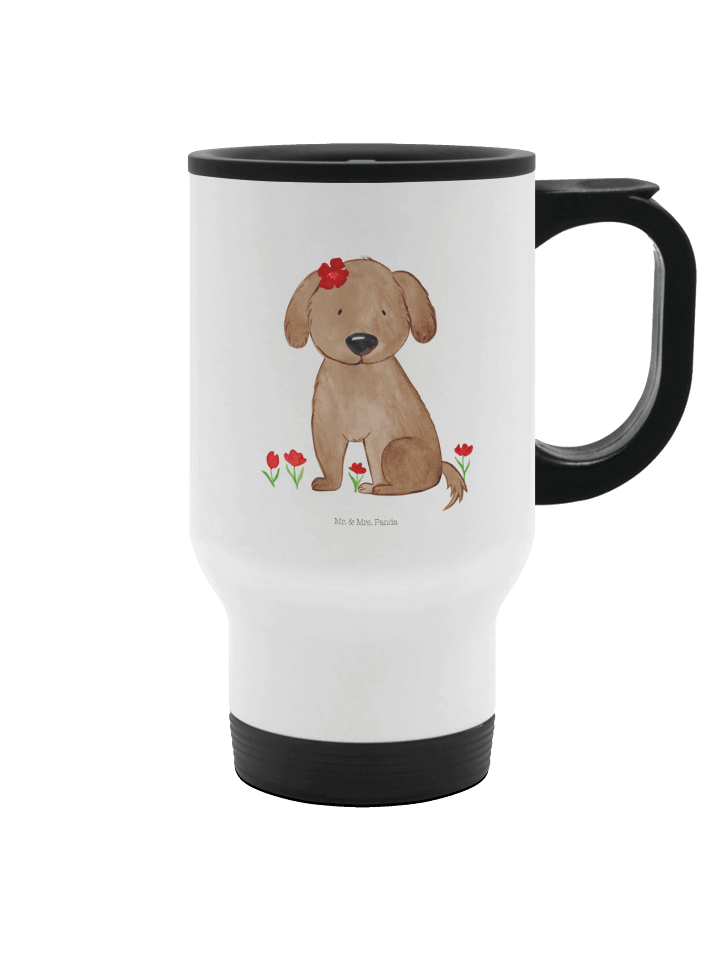 Travel Mug Hund Dame ohne Spruch in Weiß