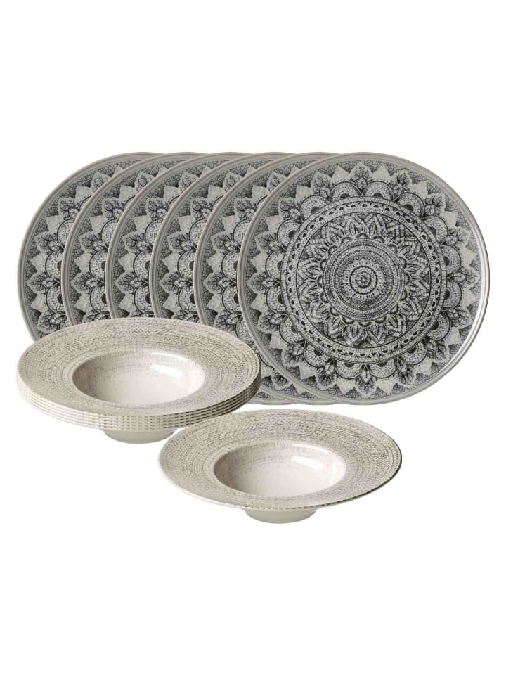 12-tlg. Gourmet-Set Rimini Mandala in in grau