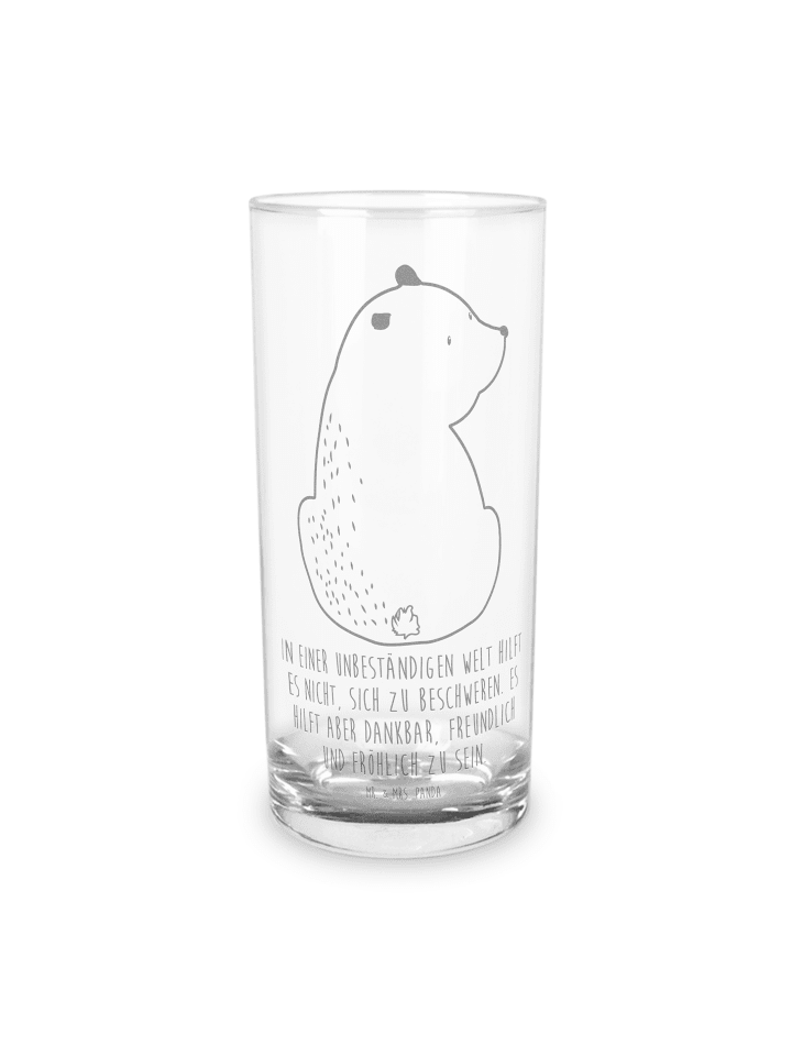 Glas Bär Schulterblick mit Spruch in Transparent