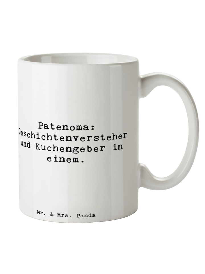 Becher Spruch Patenoma mit Spruch in Weiß