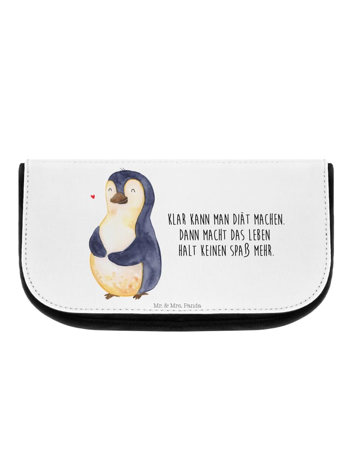 Kulturtasche Pinguin Diät mit Spruch in Weiß