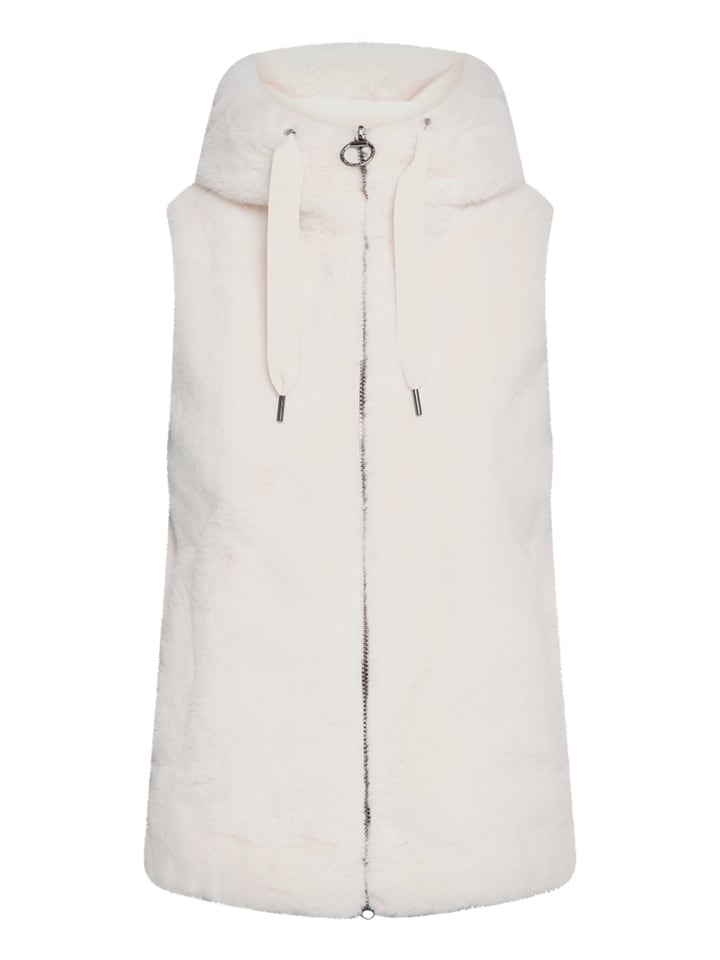 Plüschweste mit Kapuze in beige