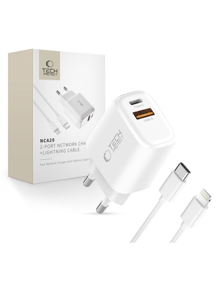 Tech Protect NCA20 PD 20 W QC3.0USB-A USB-C WandLadegerät