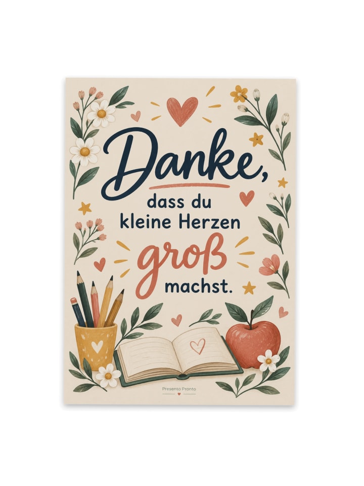 Postkarte Buch herzlich Design mit Spruch in Weiß