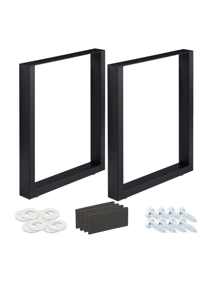 2tlg. Tischkufen Set in Schwarz - (B)60 x (H)72 x (T)8 cm