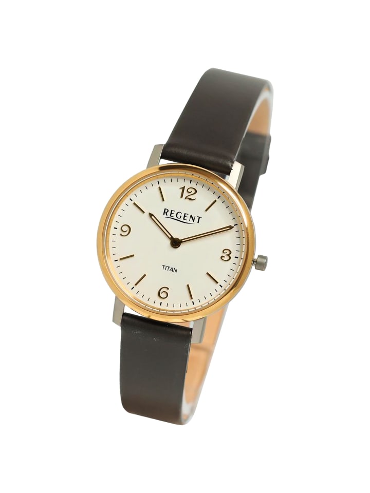 Armbanduhr Regent Lederarmband schwarz extra groß (ca. 31mm)
