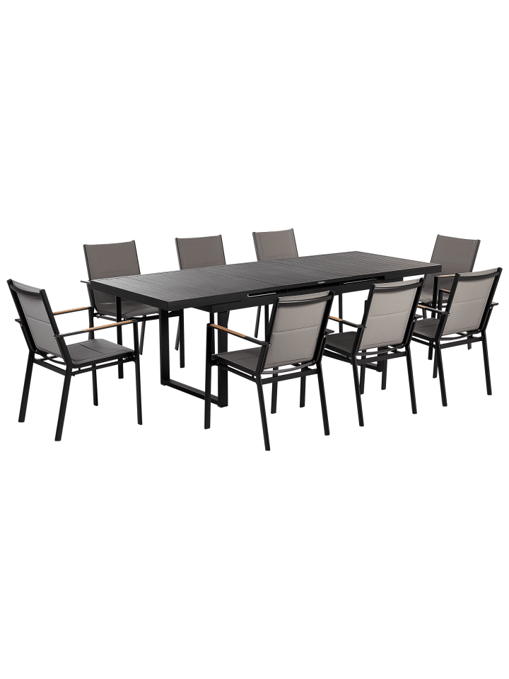 9-tlg Gartentisch Set VALCANETTO/BUSSETO in Schwarz/Grau