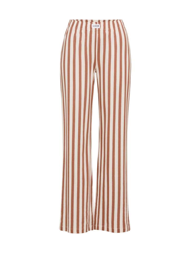 Pyjamahose in braun-roségold-gestreift