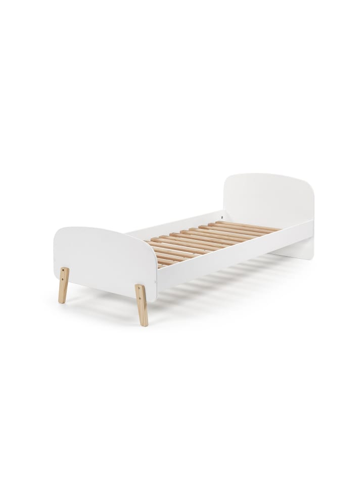 EINZELBETT Karilynn 206x73x95 aus MDF+Massivholz in Weiß