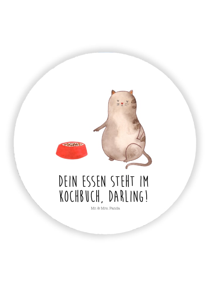 Kühlschrankmagnet Katze Fressen mit Spruch in Weiß