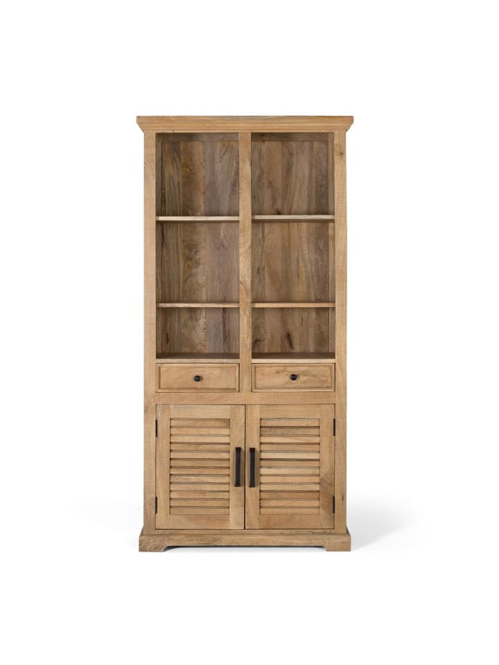Handgeschnitztes Bücherregal aus natürlichem Mangoholz in Brown