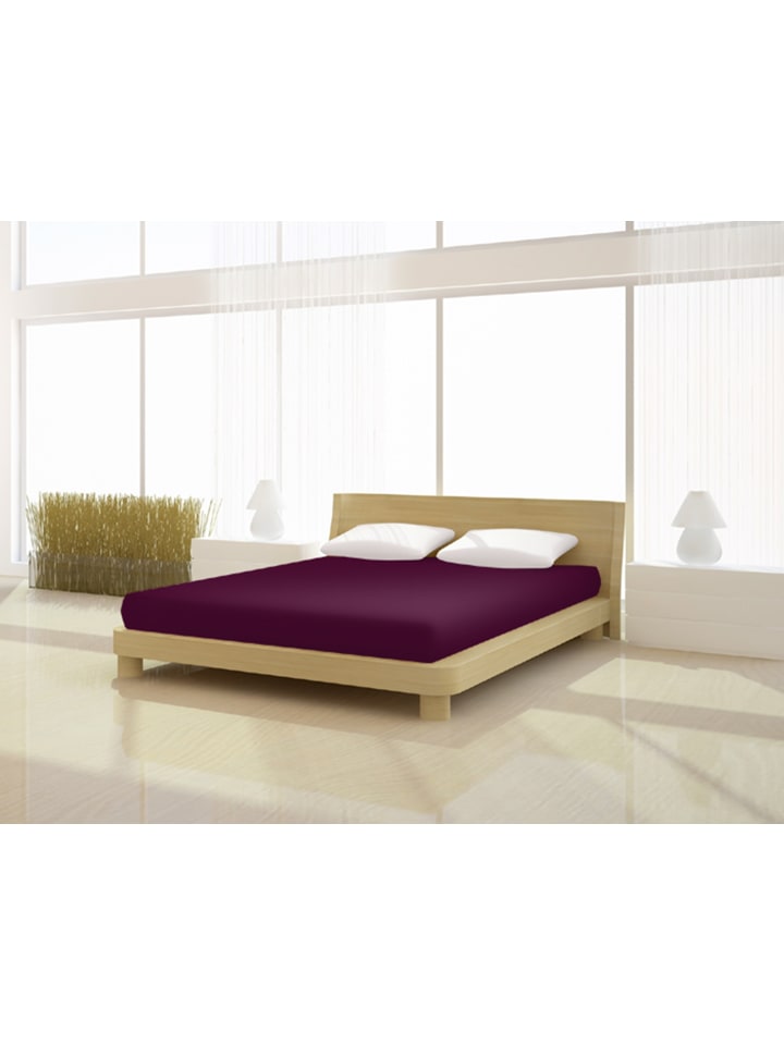 Spannbetttuch Elastan basic 90-100 x 200-220 cm in aubergine