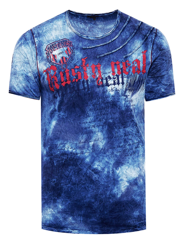 Color Tie Dye Batik T-Shirt mit Logo-Print in Indigo