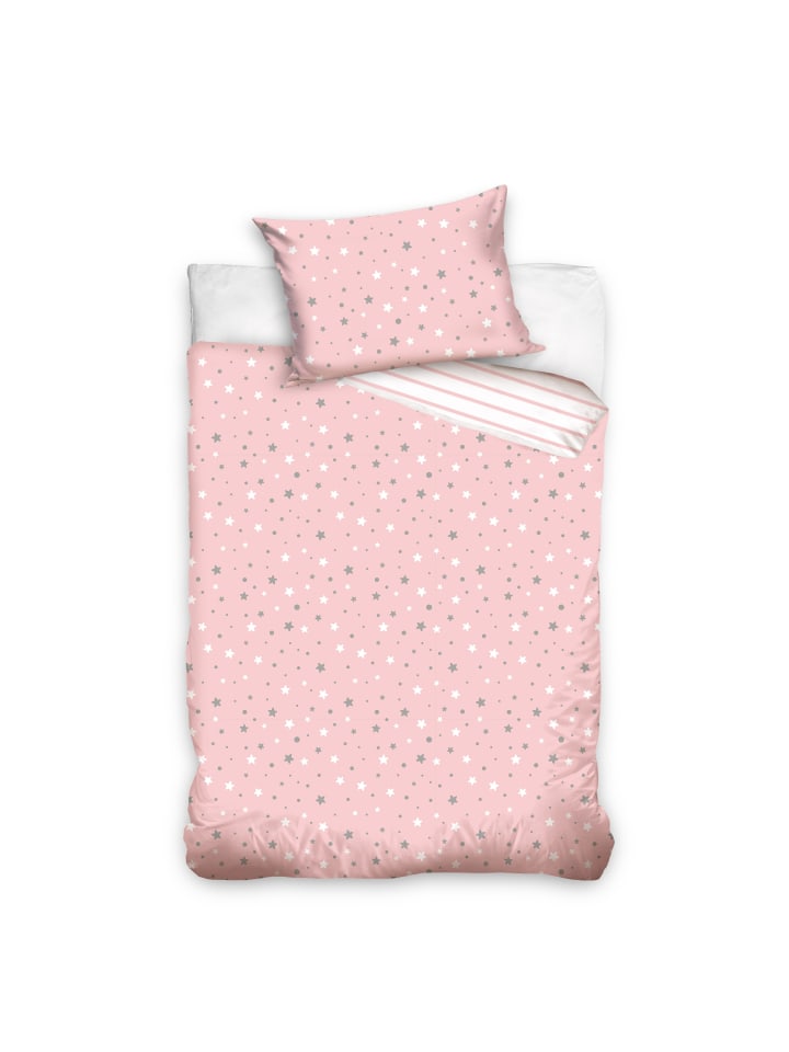 Baby Bettwäsche-Set "Stella, Sterne, Streifen" in Rosa