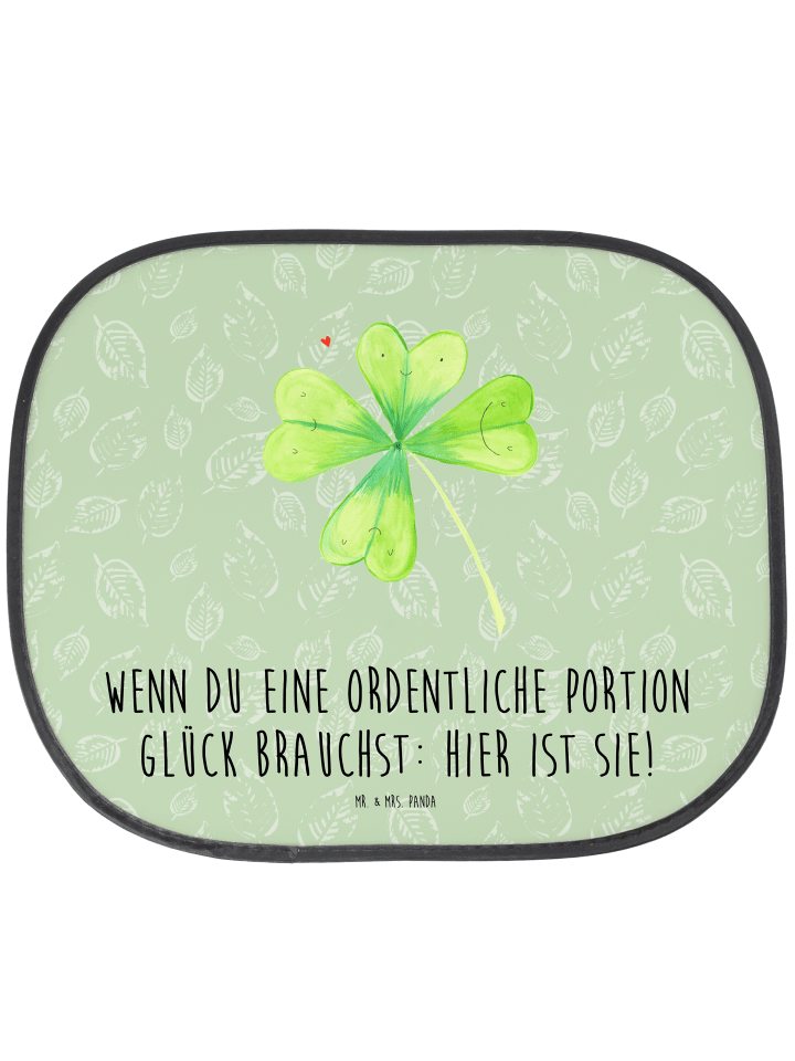 Auto Sonnenblende Blume Kleeblatt mit Spruch in Blattgrün