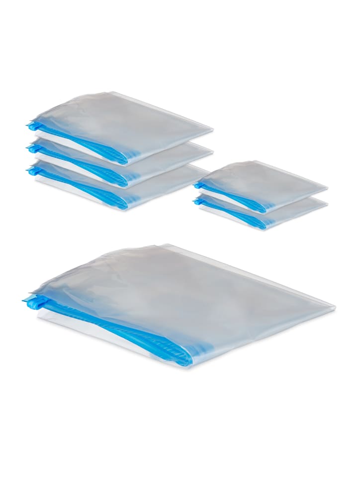 12 x Vakuumbeutel Set in Transparent/ Blau