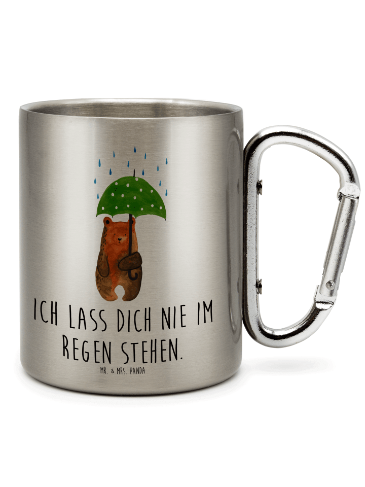Kaffeetasse Bär Regenschirm mit Spruch in Silber