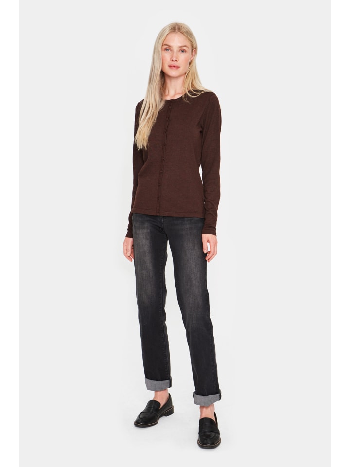 Strickjacke A8661, Classic fit in Mink Melange