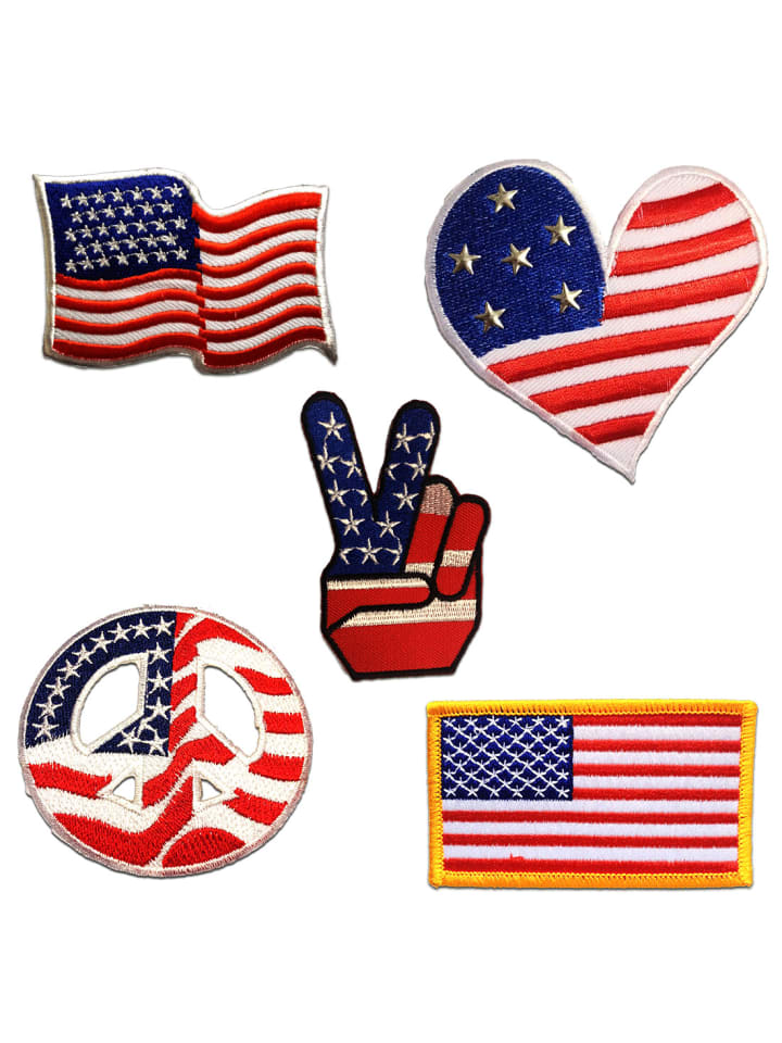 Usa Set 5 StückApplikation Bügelbild inBunt