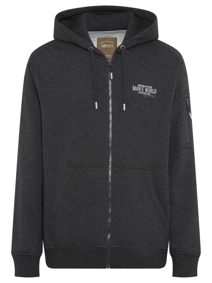 Kapuzensweatjacke in anthrazit melange