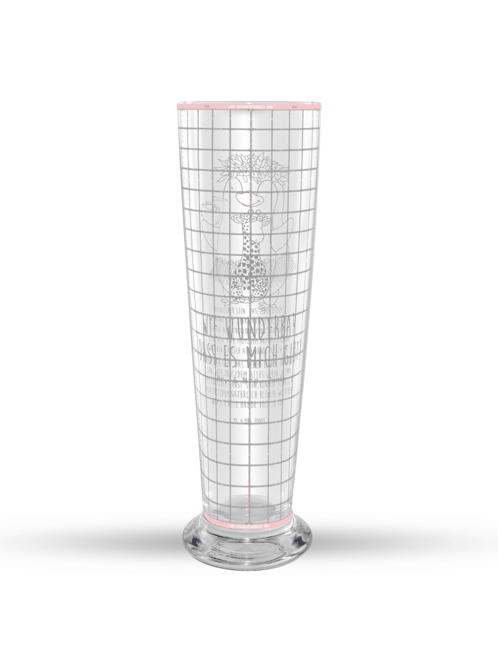 Bierglas Giraffe Blumenkranz mit Spruch in Transparent