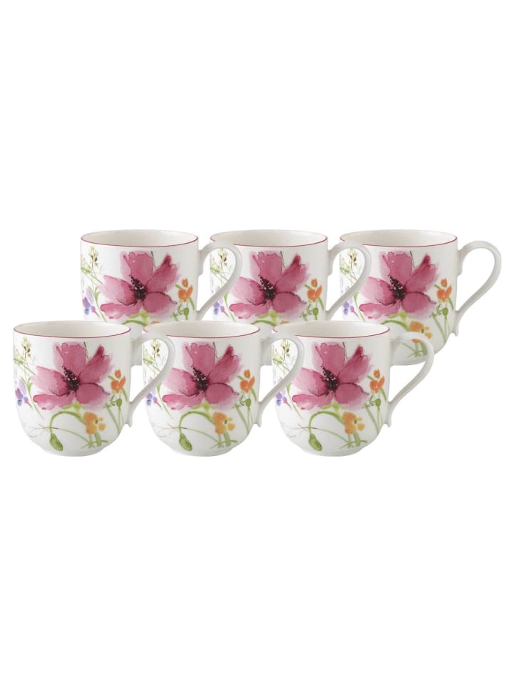 6er Set Kaffeebecher Mariefleur Basic in 330 ml in bunt