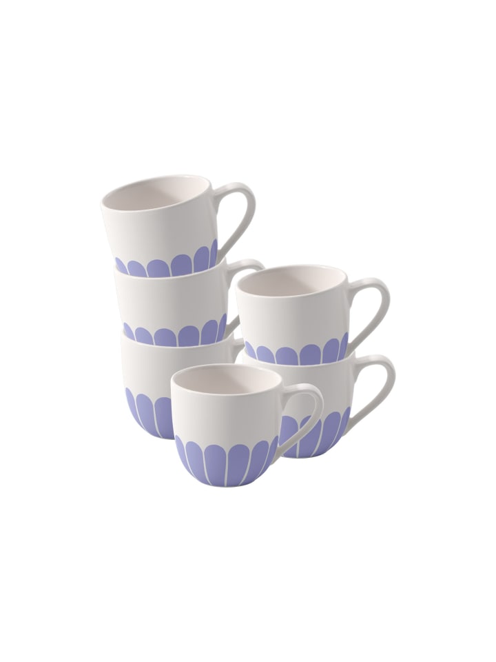 6er Set Espressotassen Fleur Couleur in Bleu 70 ml