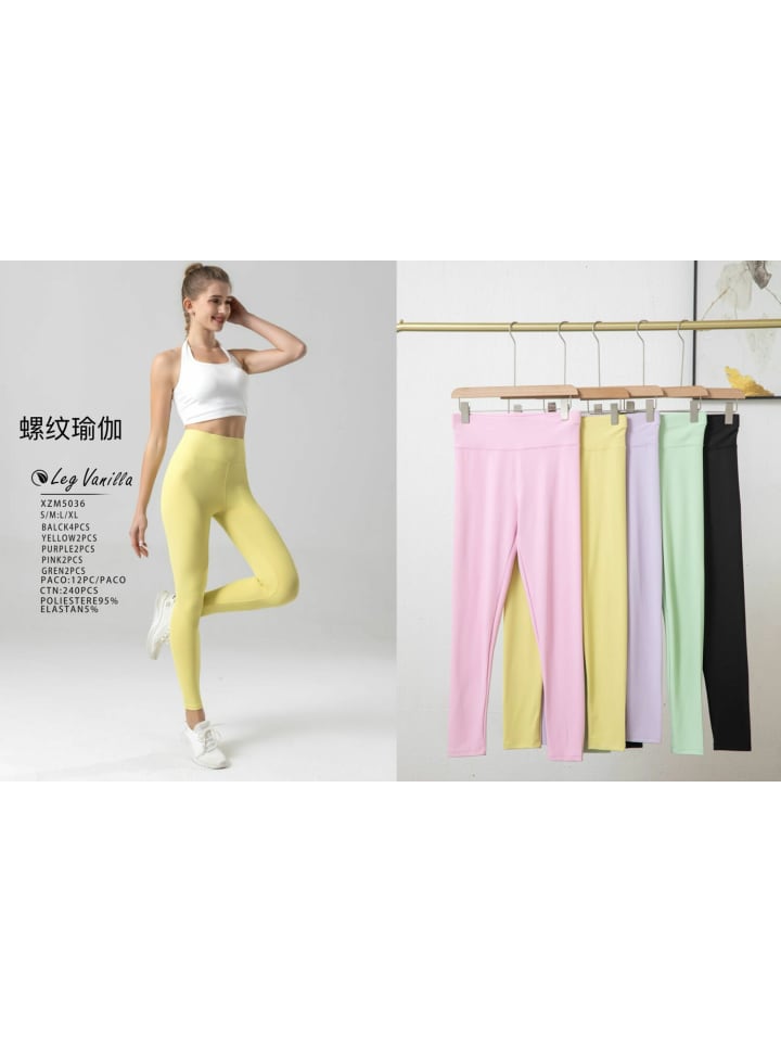 Sportliche Damen Leggings Gym Fitness Hose Jogging Sport in Gelb