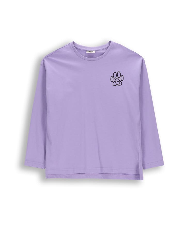 Langärmliges Baumwollshirt in violett