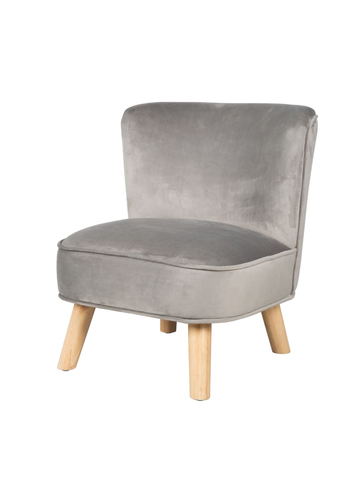 Kindersessel 'Lil Sofa' mit Holzfüßen, Samtstoff Grau