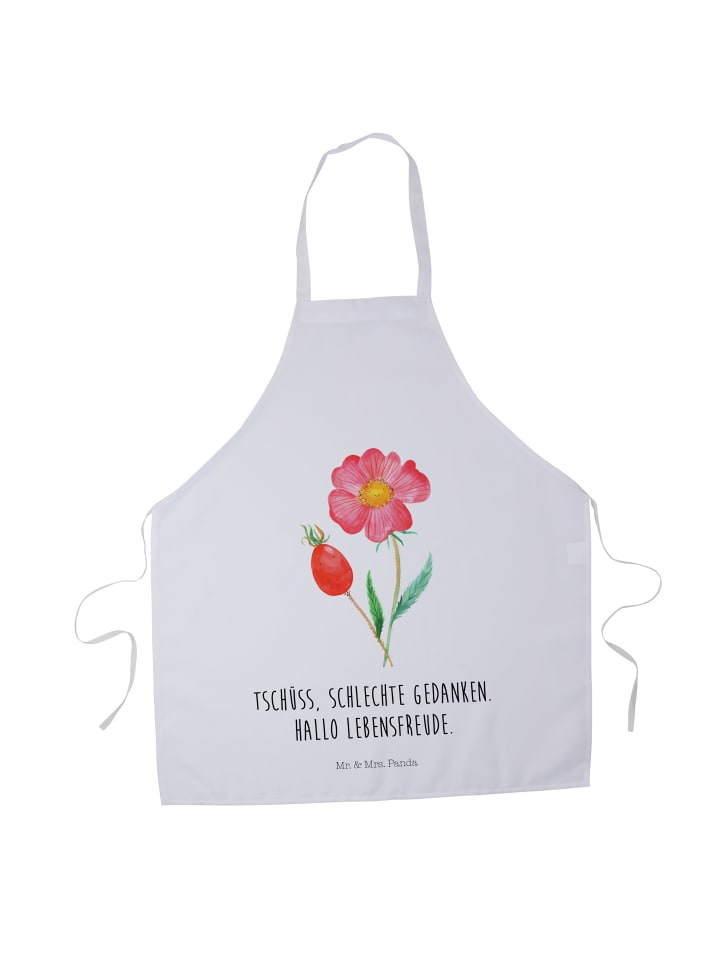 Kochschürze Blume HageRundunge mit Spruch in Weiß