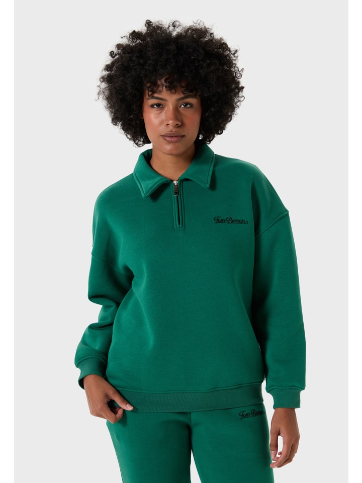 Freizeitanzug Oversize Half Zipper Relaxed Tracksuit in grün
