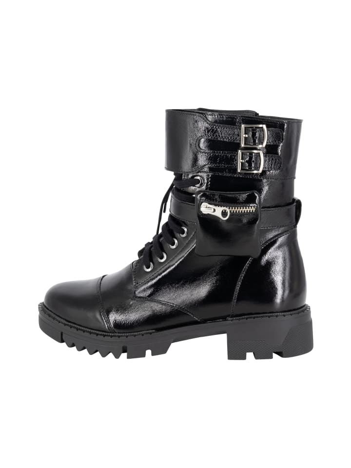 Damen Ankle Boots Mit Schnallen in Schwarz