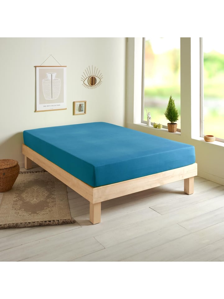 Spannbettlaken Single Jersey in blau