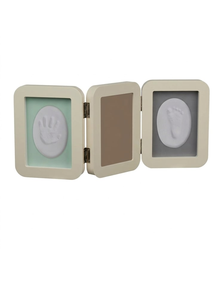 Baby Gipsabdruck Set mit Bilderrahmen in Creme - (B)49 x (H)21 x (T)2,5 cm