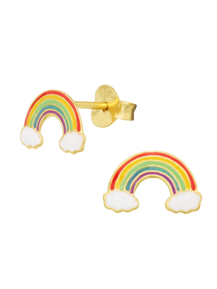 Kinder-Ohrstecker in Gold, Bunt