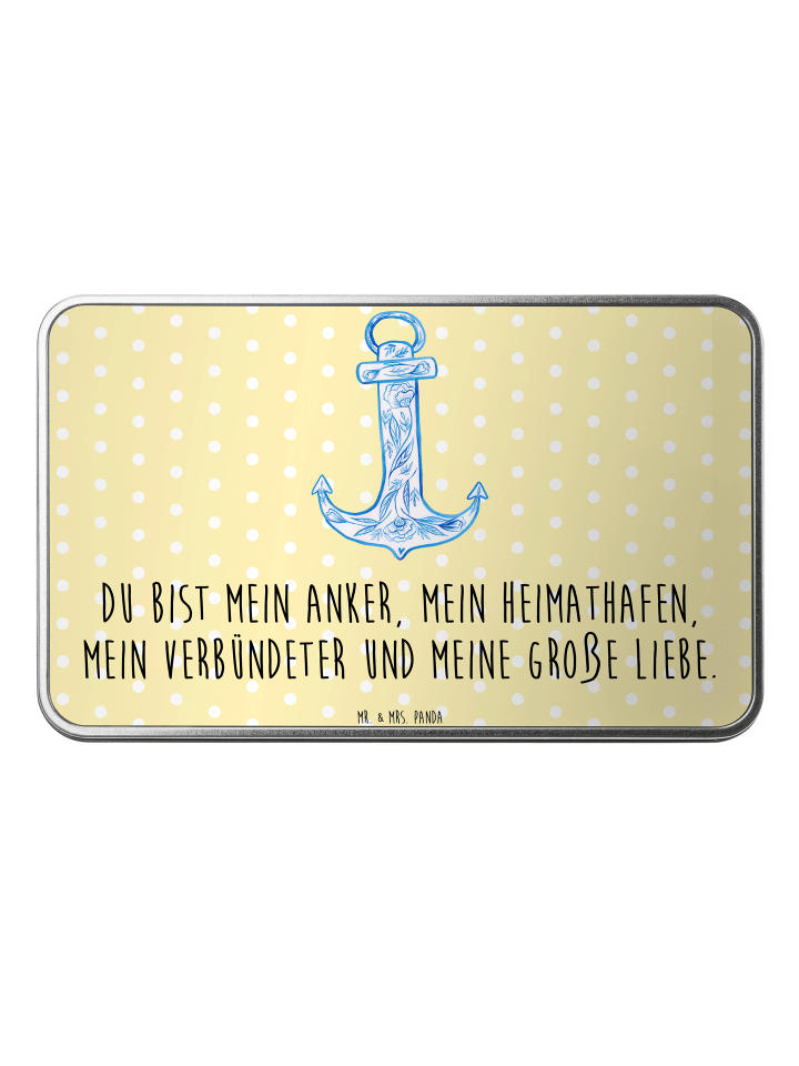 Kaffeedose Anker Blau mit Spruch in Gelb Pastell