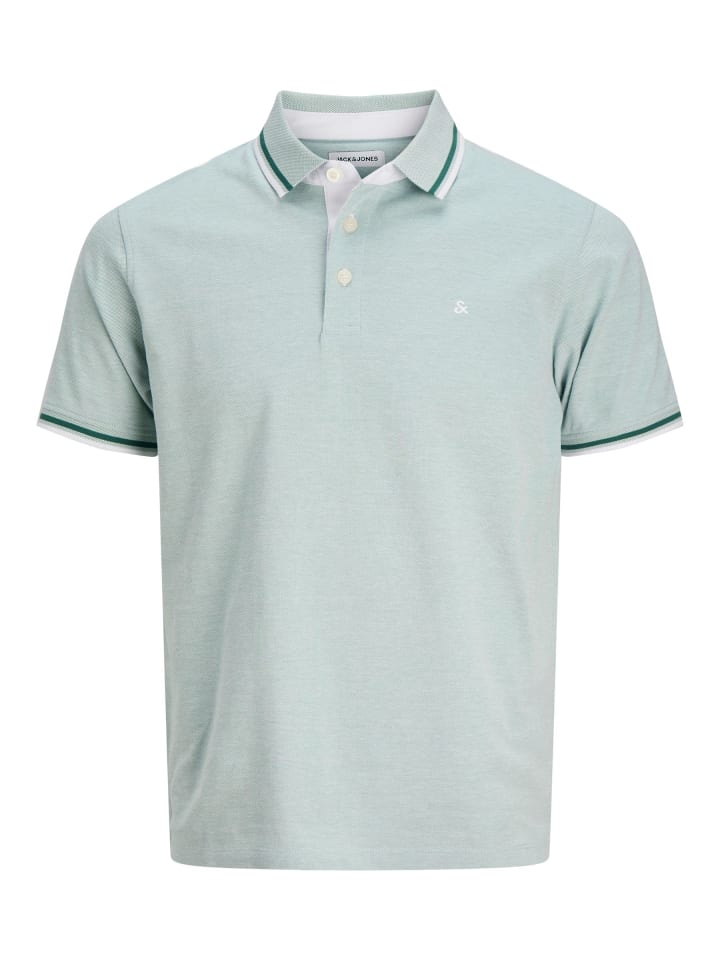 Polo Shirt JJEPAULOS Sommer Hemd Kragen Pique Cotton in Apfelgrün