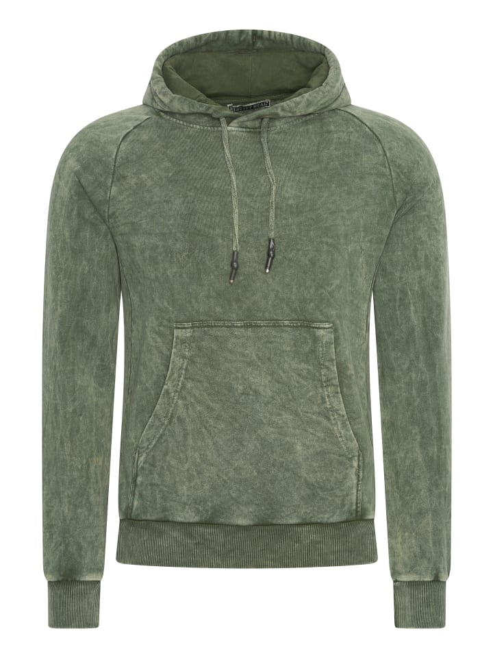 Verwaschener Kapuzenpullover Regular Fit in Khaki