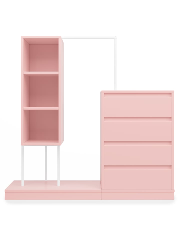 Schubladenschrank Kleiderschrank Sideboard mit Kleiderstange, Rosa