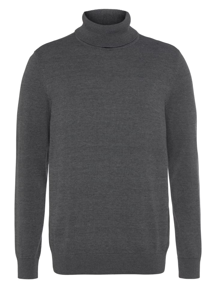 Rollkragenpullover in grau meliert