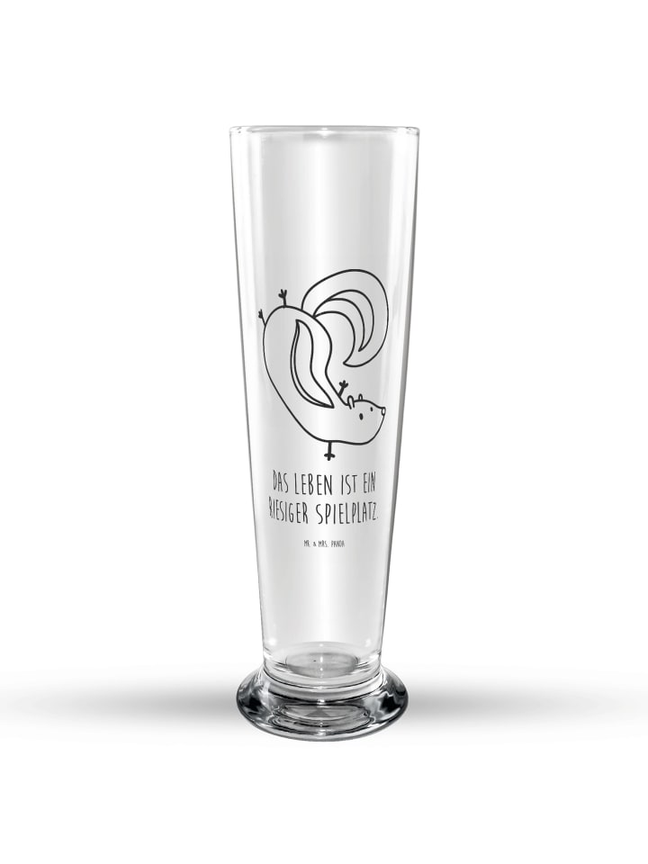 Bierglas Stinktier Handstand mit Spruch in Transparent