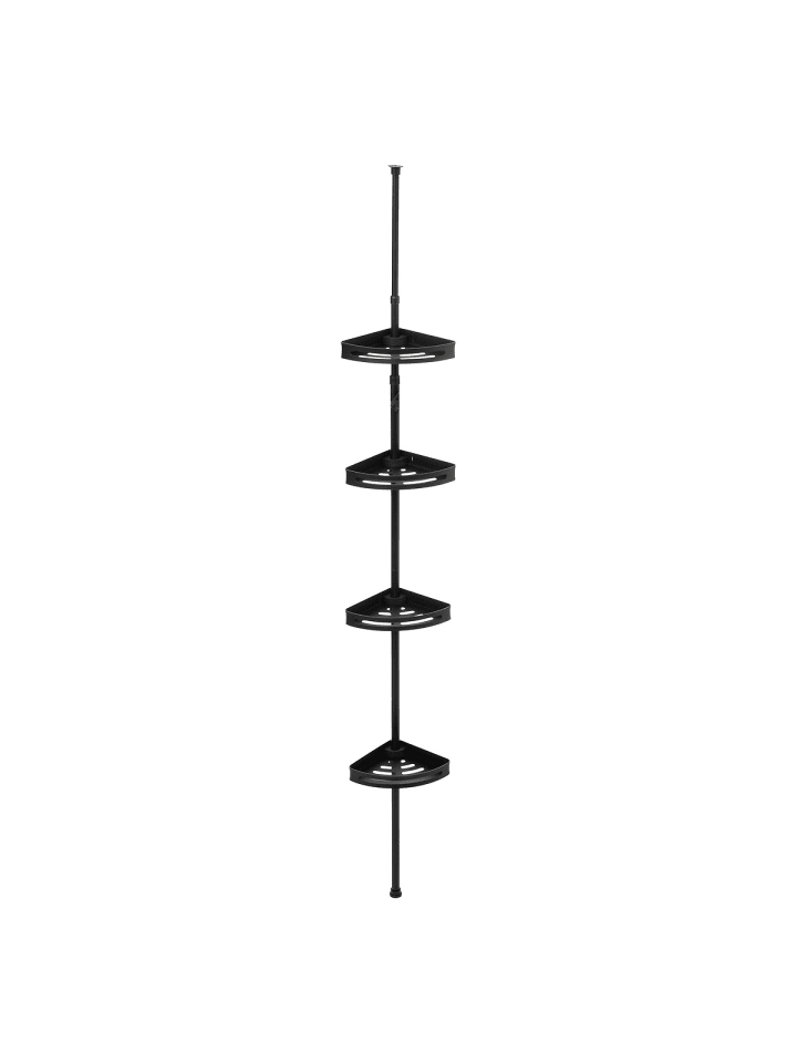 Teleskopregal für die Dusche, 4 Körbe in Schwarz, 20,5 x 20,5 x 240 cm
