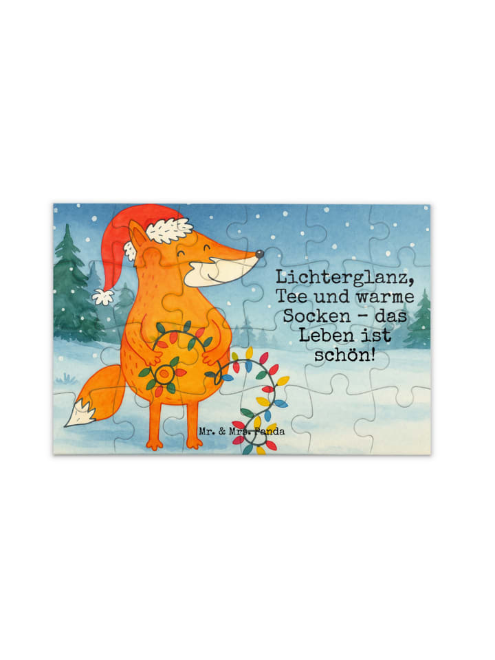 Puzzle Fuchs Weihnachten Design mit Spruch in Weiß