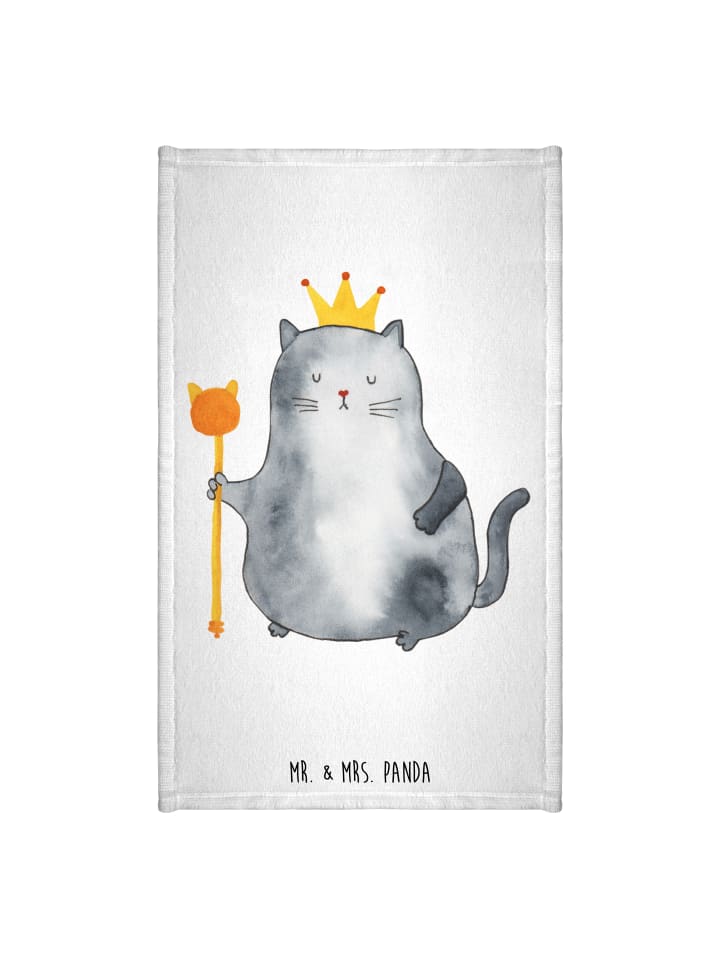 Gästehandtuch Katze König ohne Spruch in Weiß