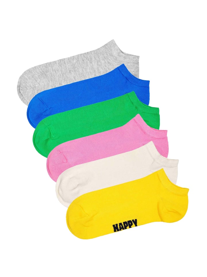 Socken 6er Pack in Grau/Blau/Grün/Pink/Weiß/Gelb