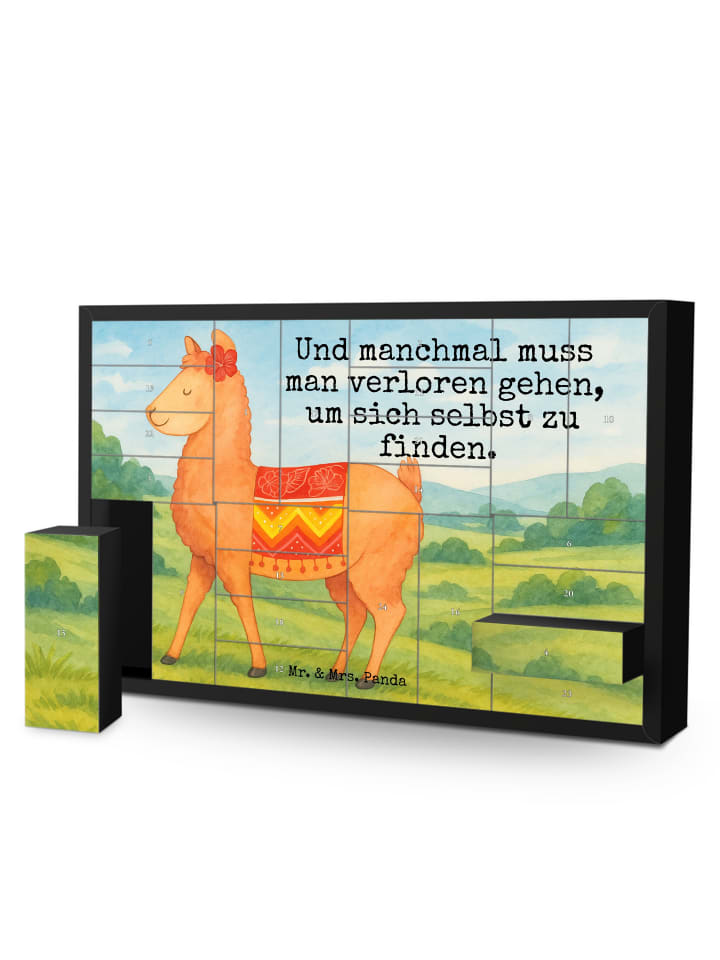 Weihnachtskalender Alpaka Stolz Design mit Spruch in Weiß